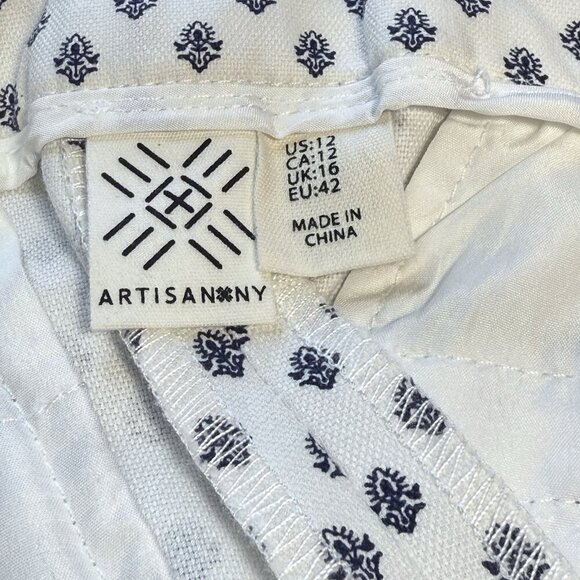 Artisan NY White Blue Print Cotton Spandex Shorts 12 - Picture 5 of 7